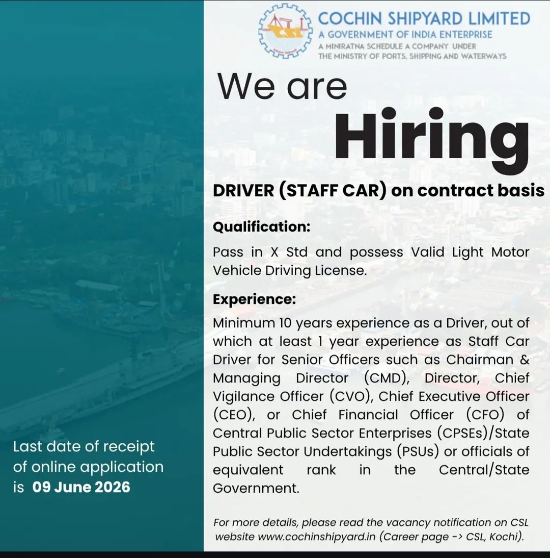 WE ARE HIRING Driver (Staff Car) – Contract Basis