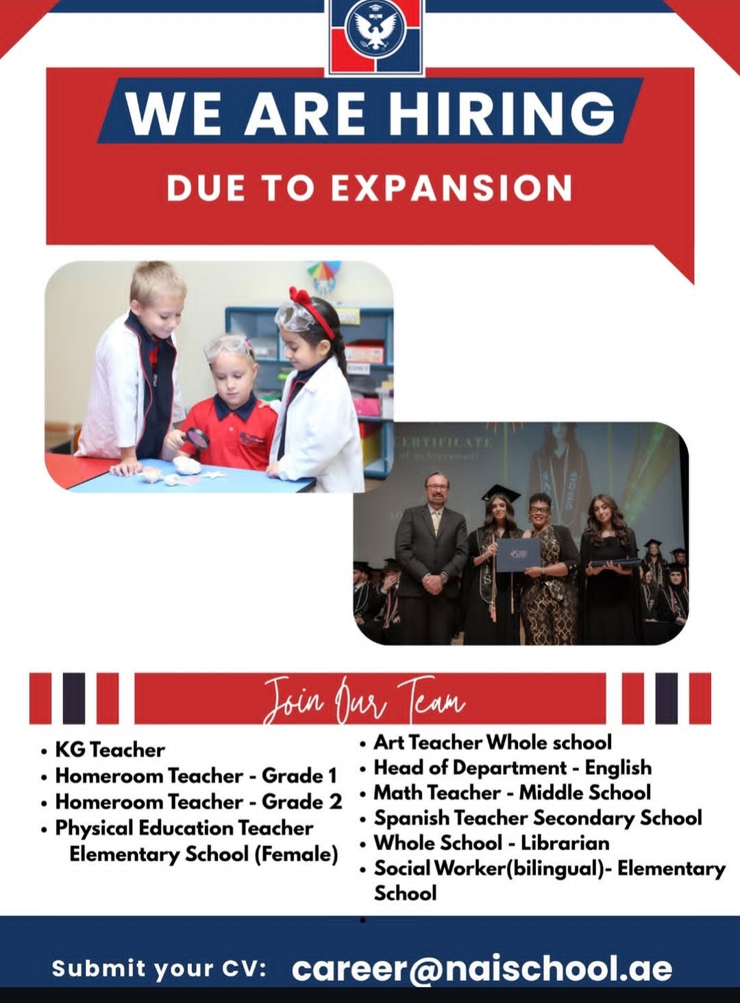 WE ARE HIRING Due to expansion
