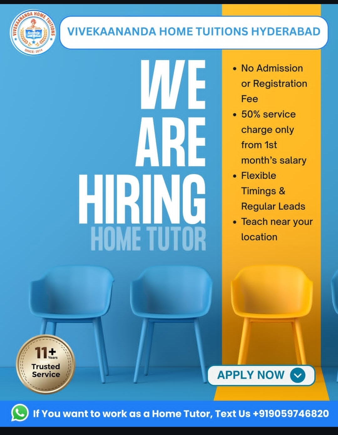 WE ARE HIRING HOME TUTORS IN HYDERABAD!