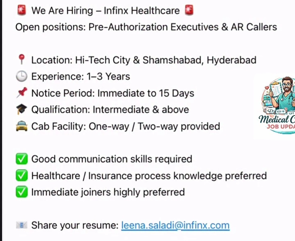 We Are Hiring – Infinx Healthcare