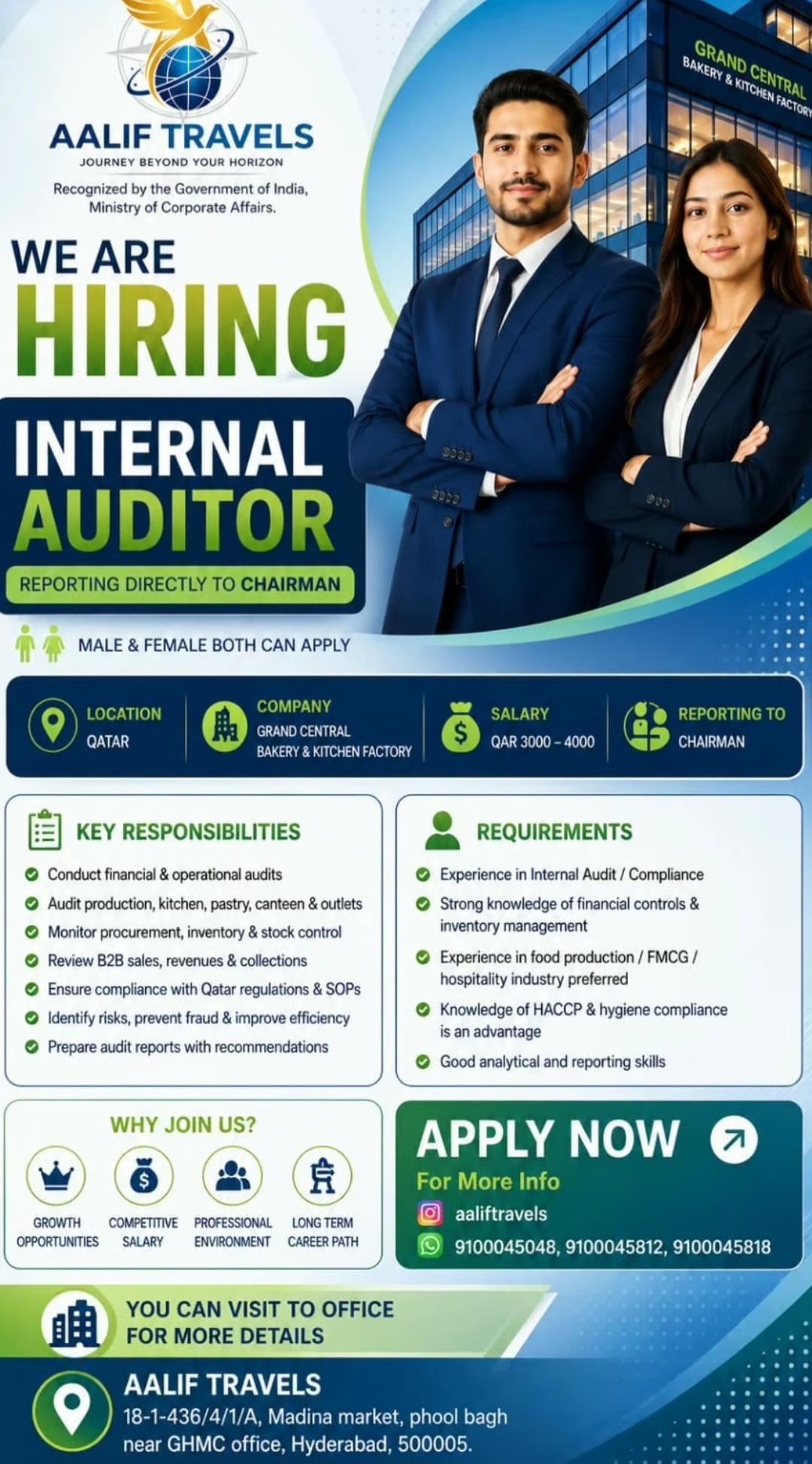 WE ARE HIRING – INTERNAL AUDITOR (QATAR)