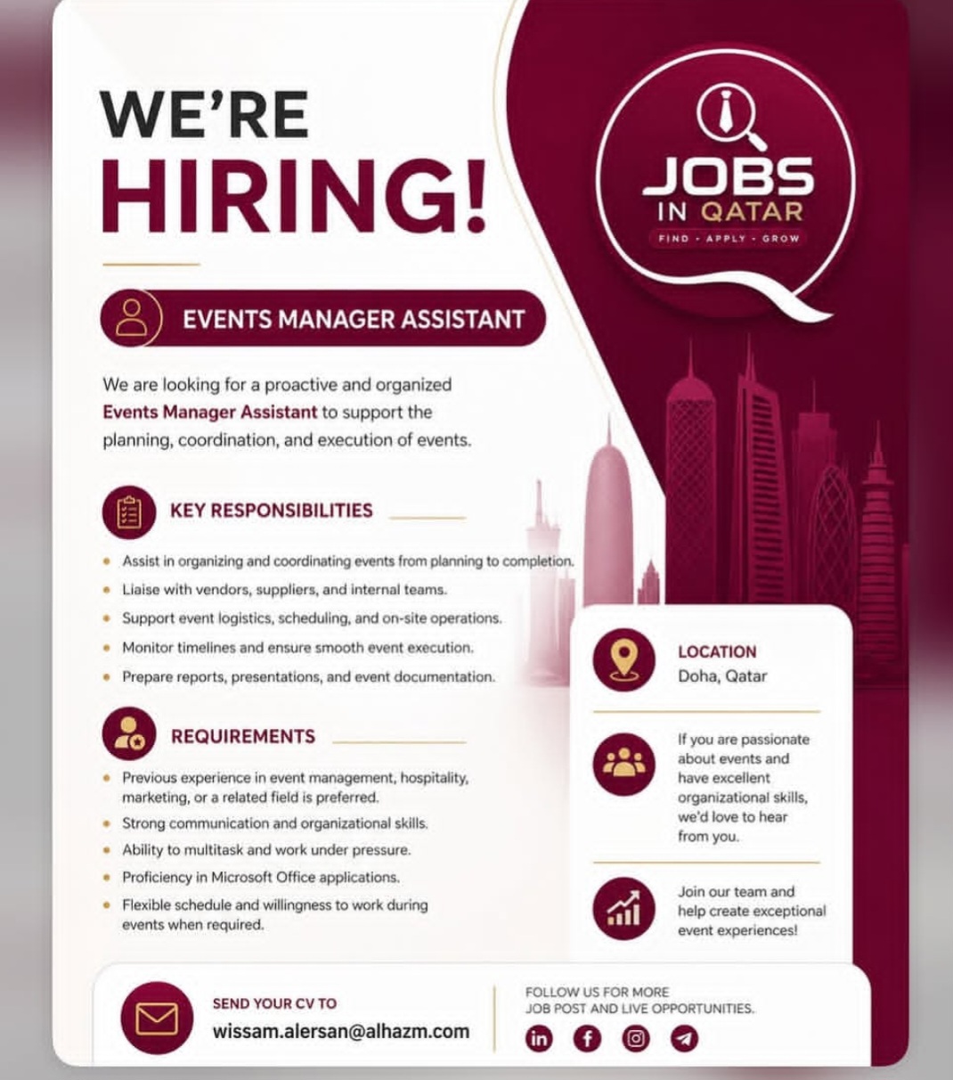 WE ARE HIRING JOBS IN QATAR FIND APPLY GROW