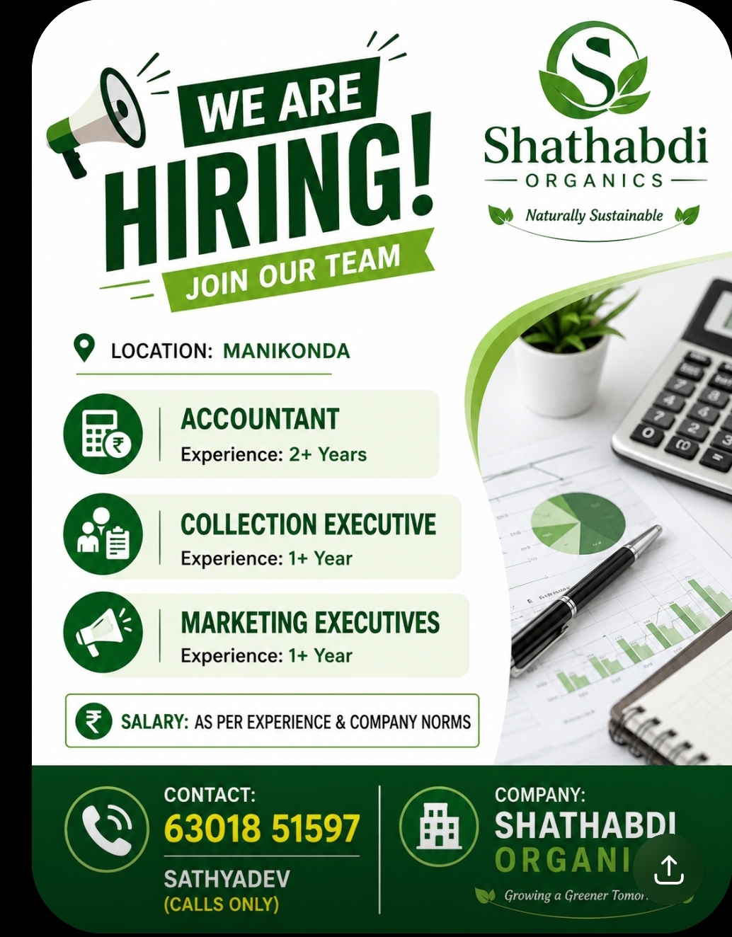 📢 We Are Hiring – Join Our Team at Shathabdi Organics