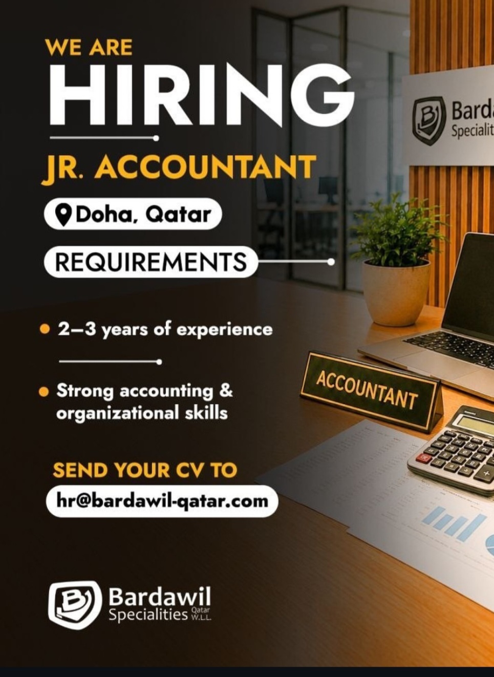 WE ARE HIRING – JR. ACCOUNTANT