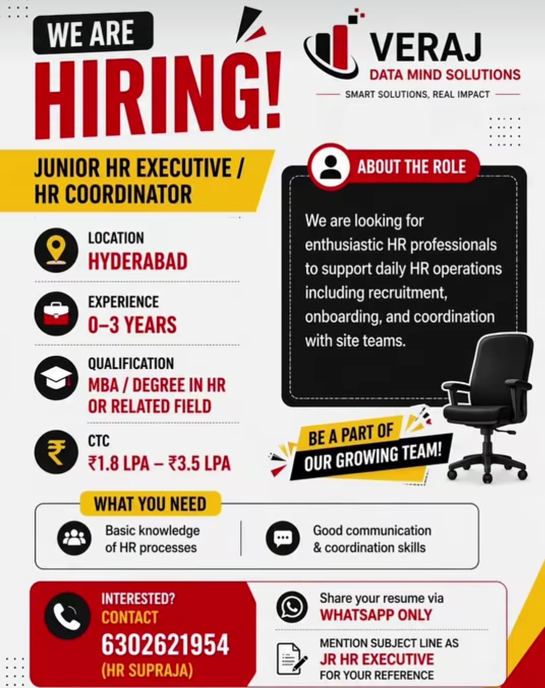 WE ARE HIRING – Junior HR Executive / HR Coordinator