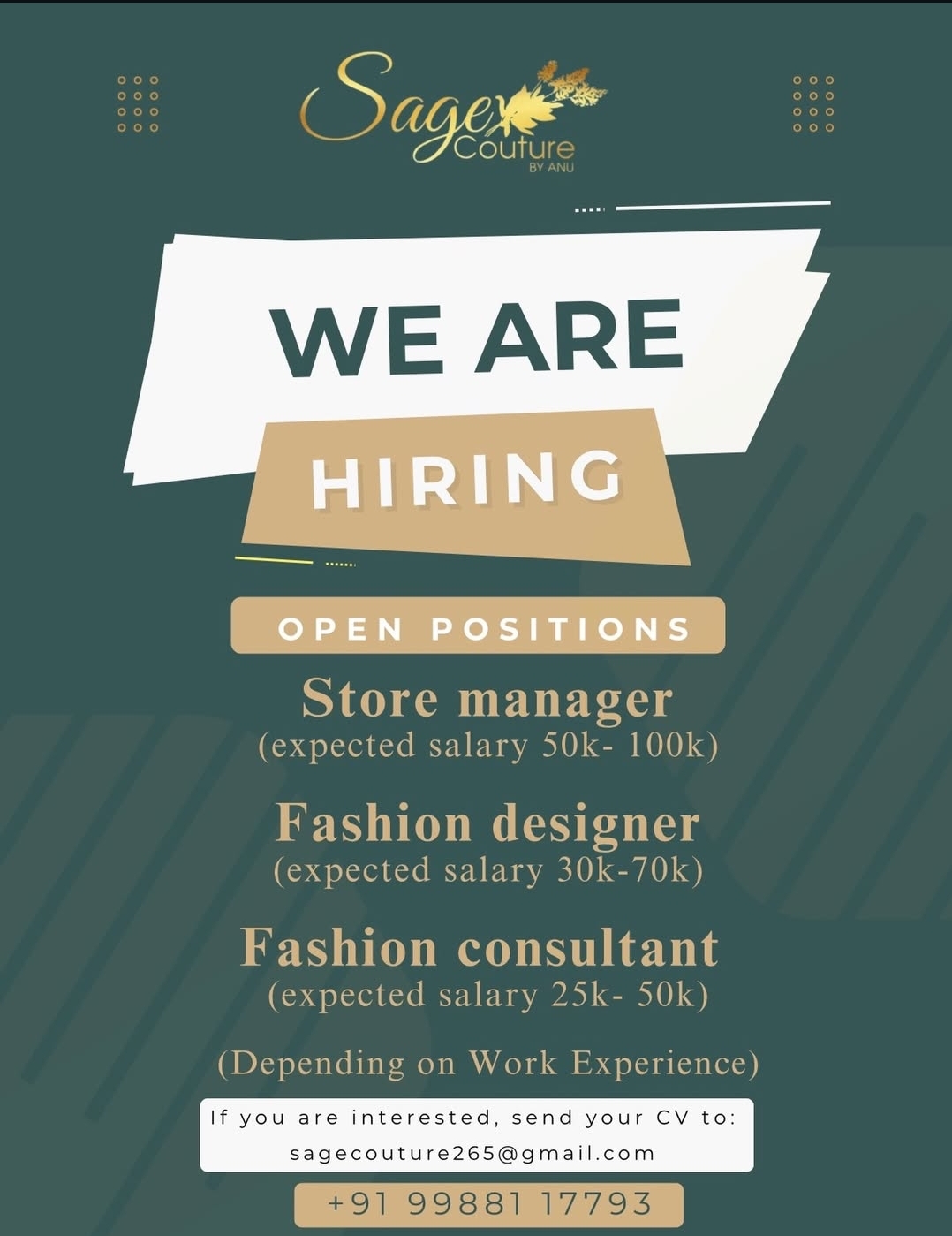 WE ARE HIRING OPEN POSITIONS