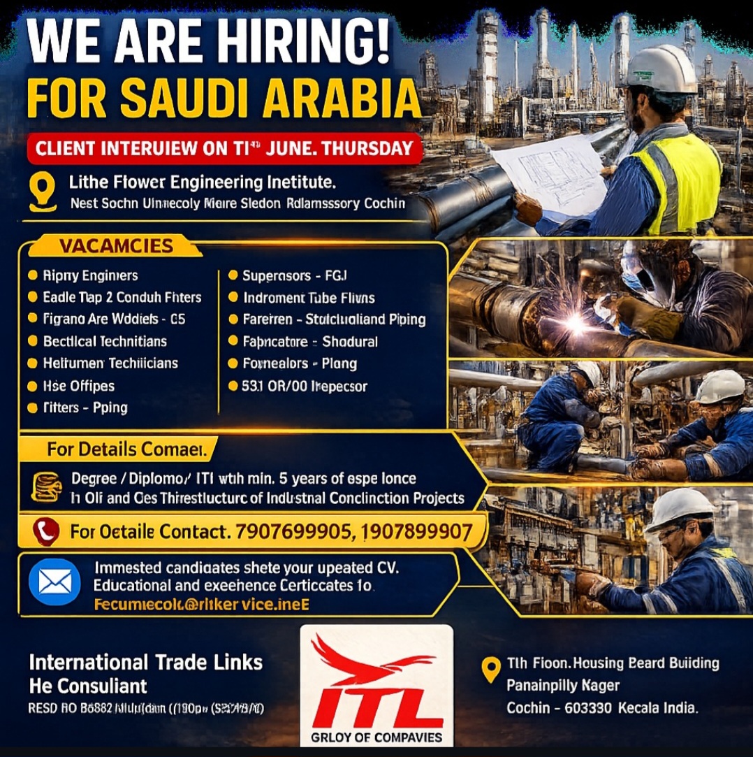 WE ARE HIRING – SAUDI ARABIA PROJECTS