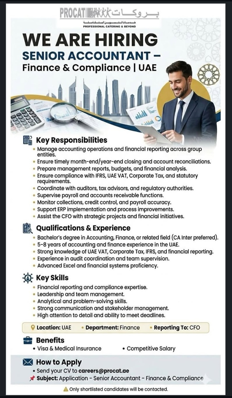 WE ARE HIRING Senior Accountant – Finance & Compliance (UAE)