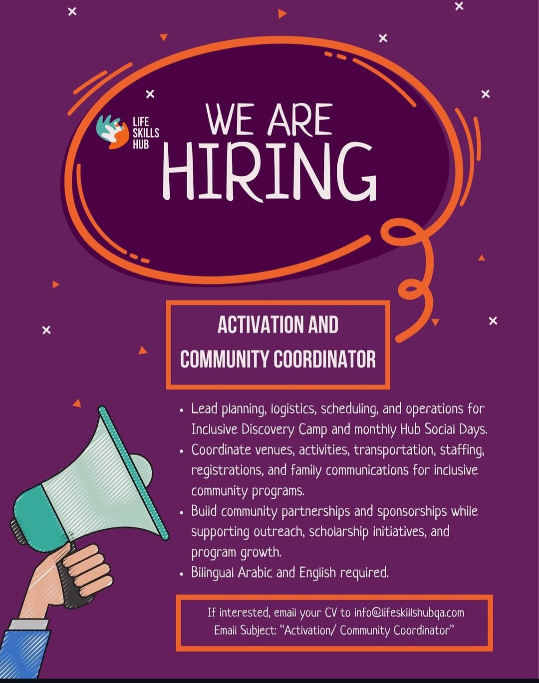 WE ARE HIRING SKILLS LIFE HUB