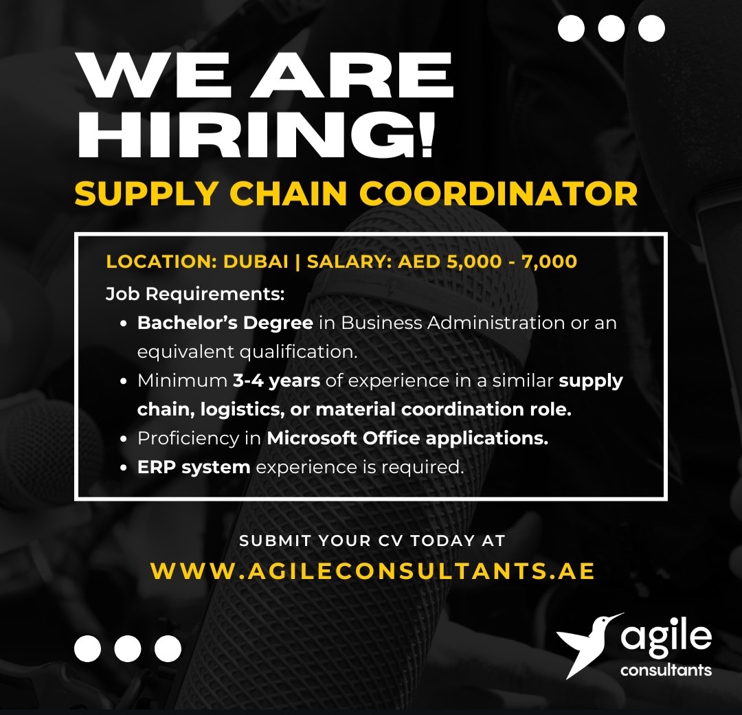 WE ARE HIRING SUPPLY CHAIN COORDINATOR