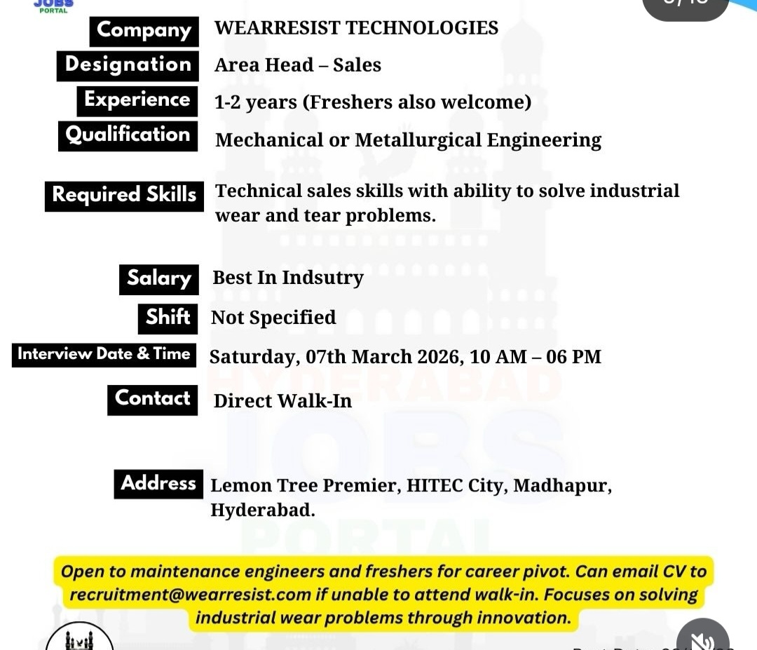 WEARRESIST TECHNOLOGIES – Walk-In Interview
