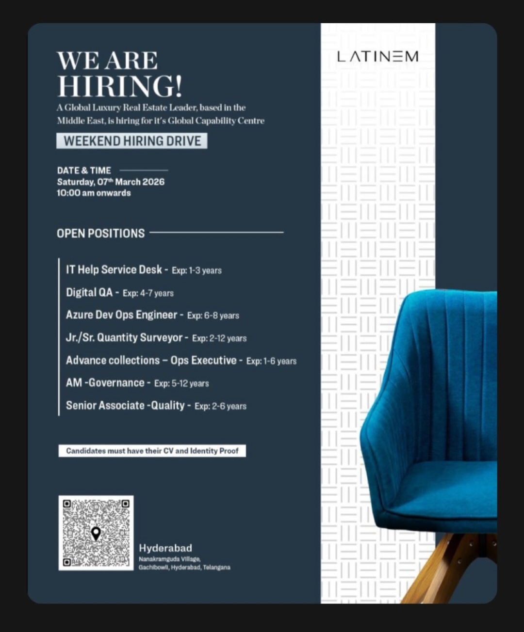 Weekend Hiring Drive – Global Luxury Real Estate Leader (Hyderabad
