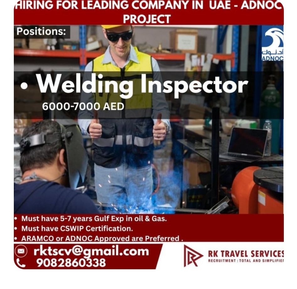 Welding Insprctor Vacancy