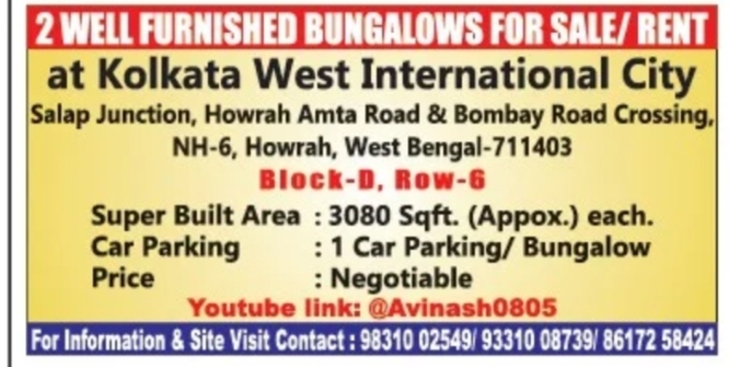 WELL FURNISHED BUNGALOWS FOR SALE / RENT