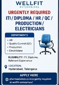 Wellfit Enterprises – ITI / Diploma / HR / QC / Production / Electricians