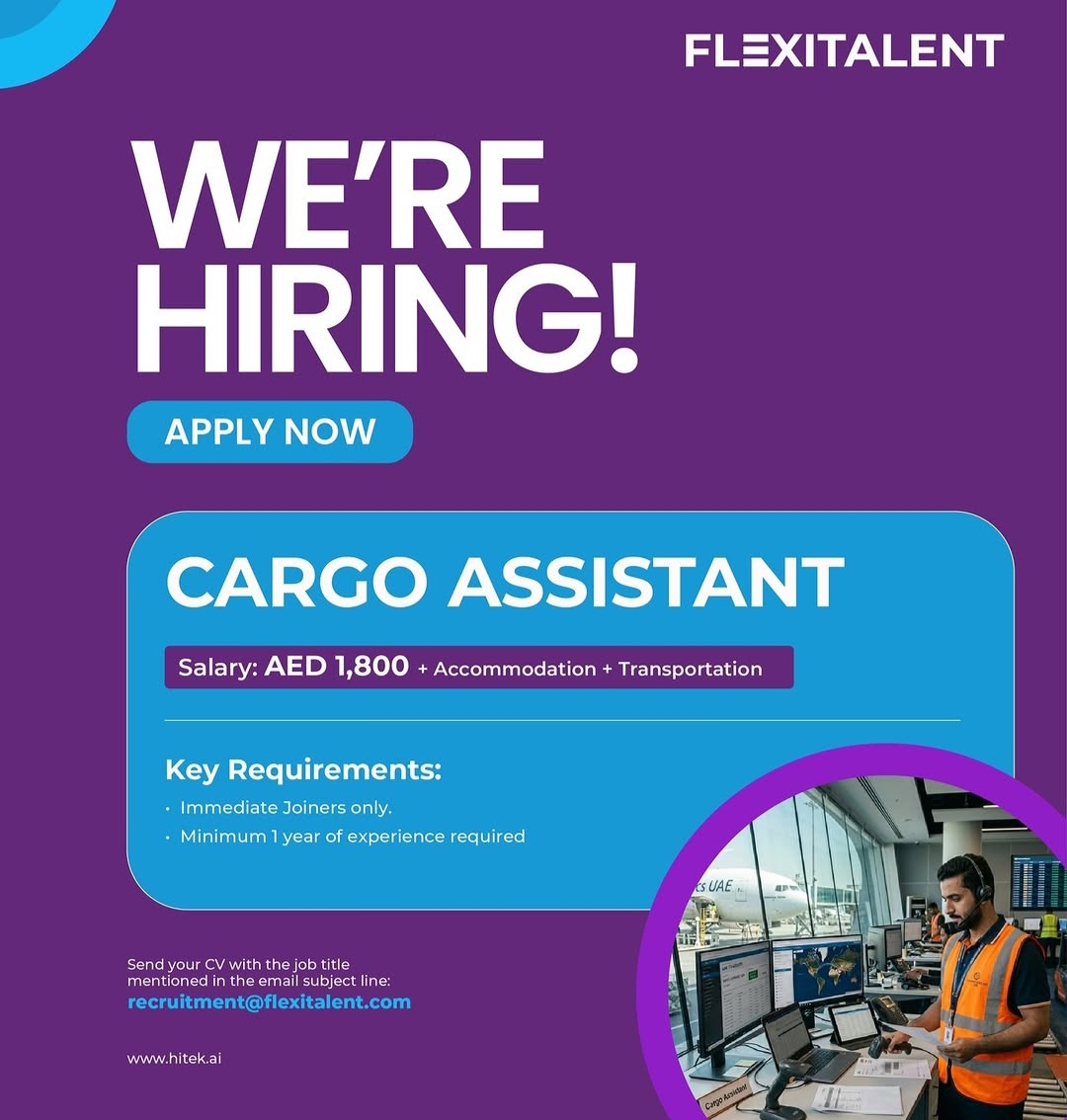 WE’RE HIRING – CARGO ASSISTANT