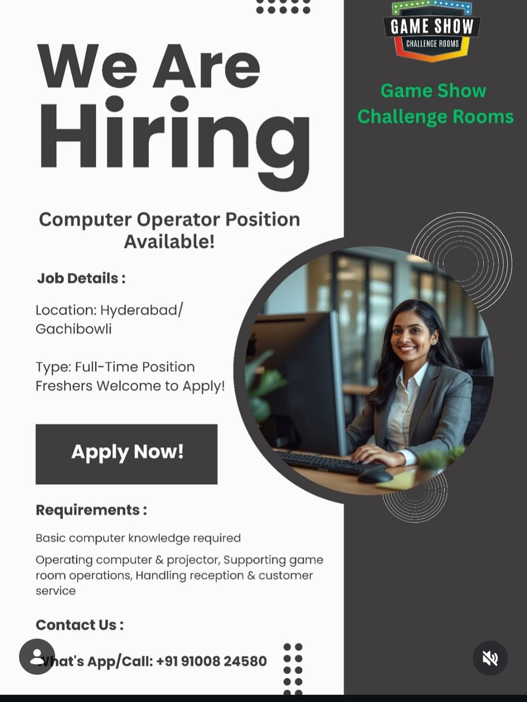 🎮 We’re Hiring – Computer Operator