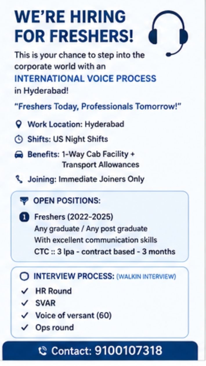 🚀 *We’re Hiring for Freshers,