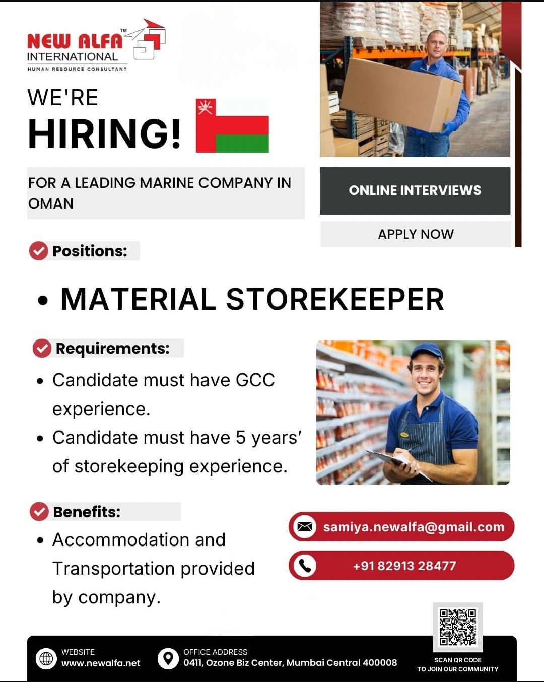 WE'RE HIRING - MATERIAL STOREKEEPER