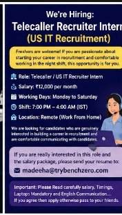 We’re Hiring: Telecaller Recruiter Intern (US IT Recruitment)