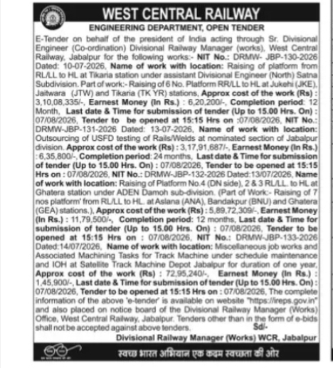 West Central Railway – Engineering Works Tenders