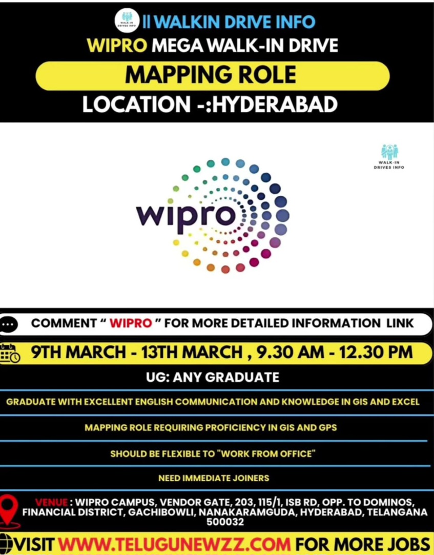 WIPRO MEGA WALK-IN DRIVE – HYDERABAD 📢