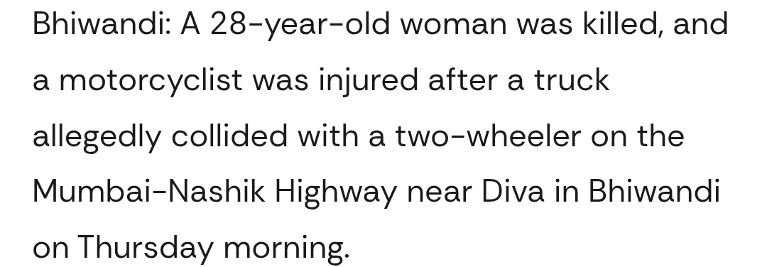 Woman killed in truck-bike collision on Mumbai-Nashik Highway; Eknath Shinde stops convoy to assist