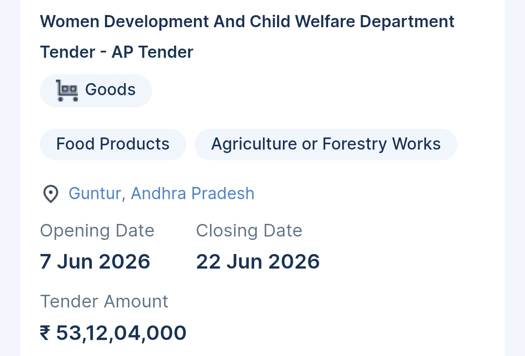 Women Development And Child Welfare Department Tender - AP Tender