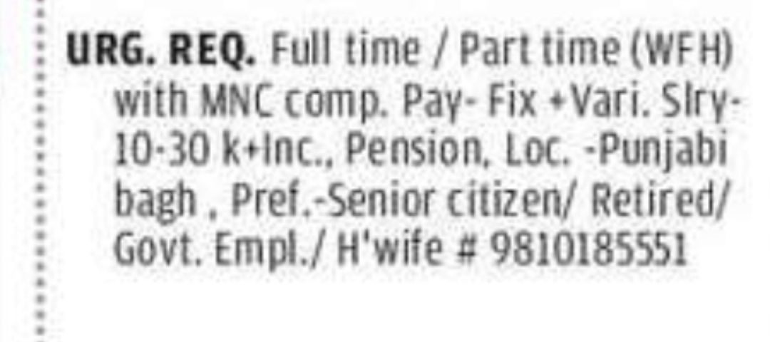 Work From Home Opportunity – Full Time / Part Time