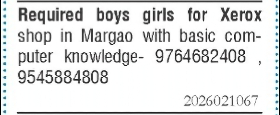Xerox Shop Staff Required
