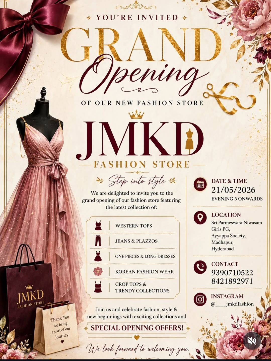 YOU’RE INVITED  GRAND OPENING – JMKD FASHION STORE