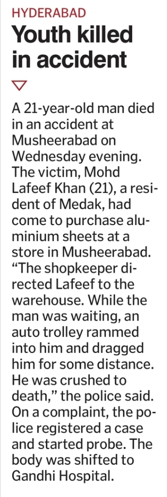 Youth killed in accident