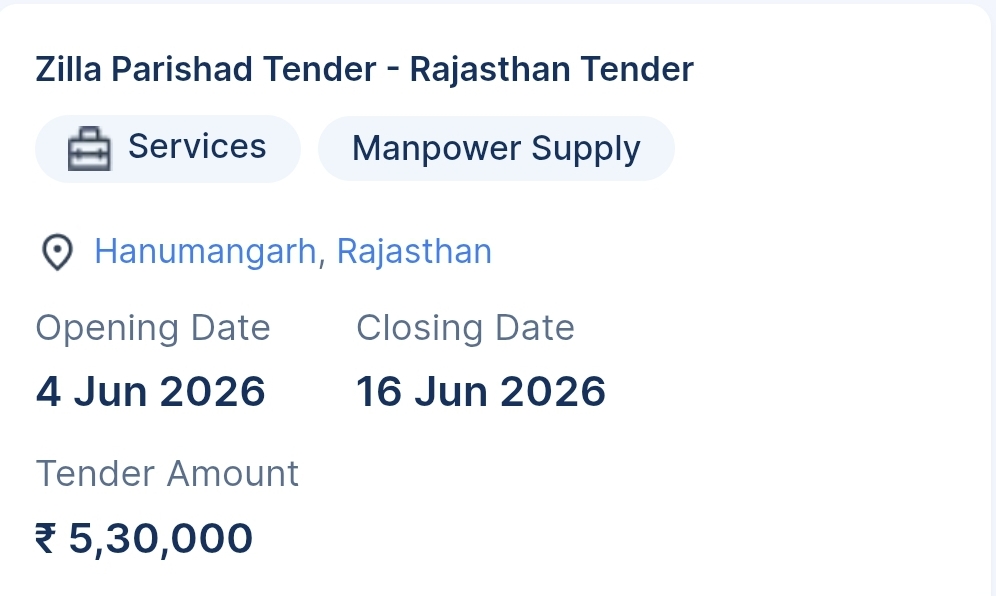 Zilla Parishad Tender - Rajasthan Tender