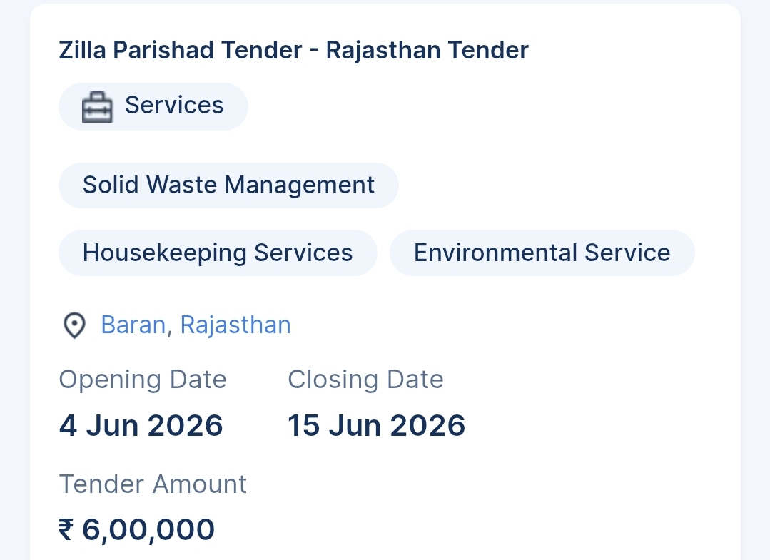 Zilla Parishad Tender - Rajasthan Tender