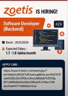 zoetis is hiring Software Developer( Backend )