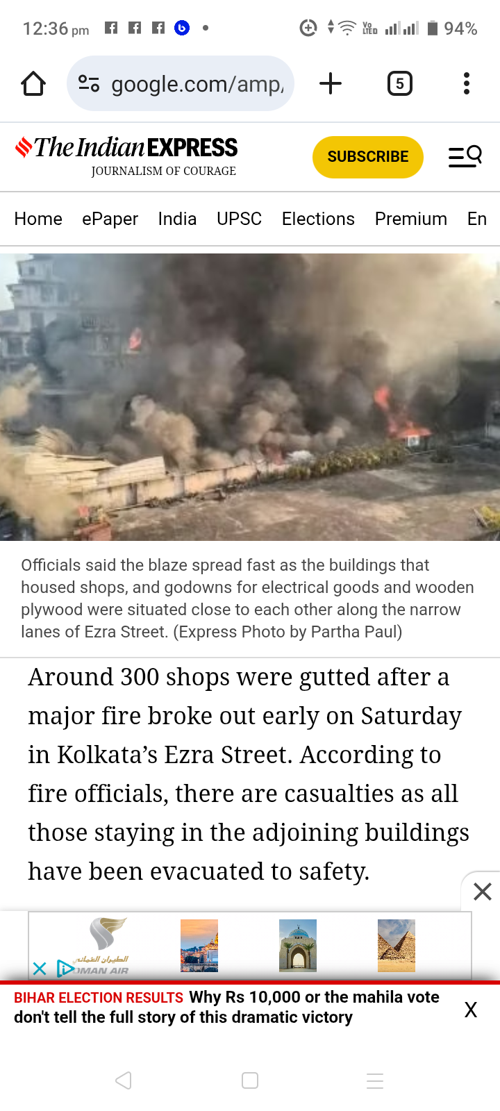 Fire at Kolkata Market