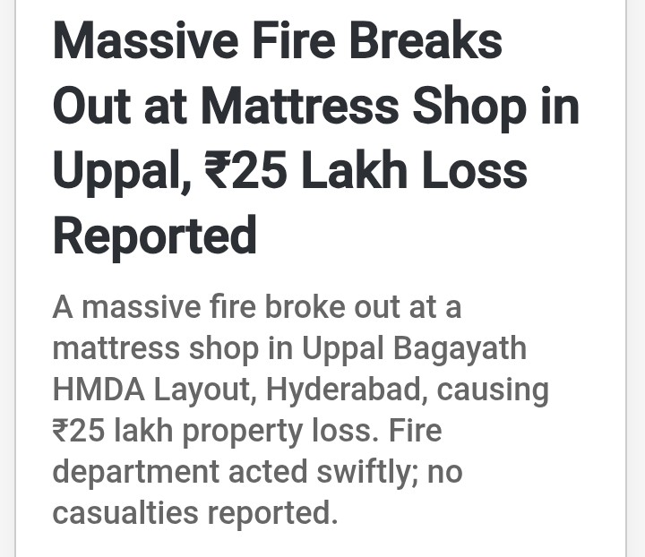 Fire at Mattress Shop