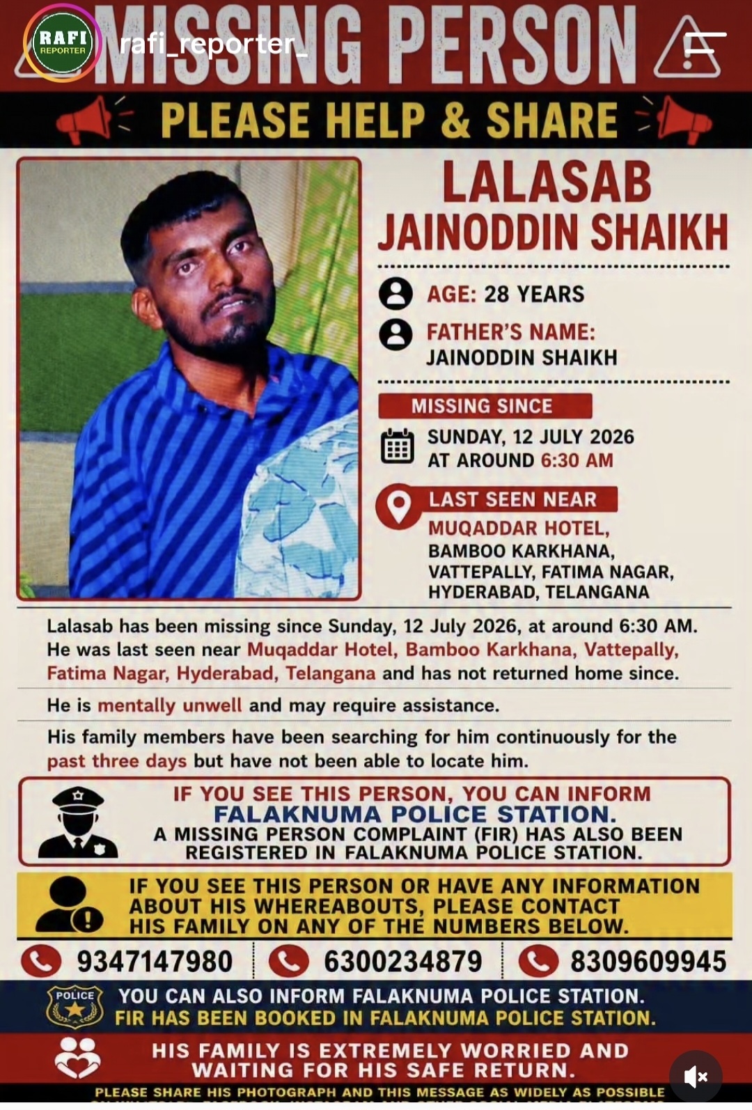 Missing from Vattepally Hyderabad