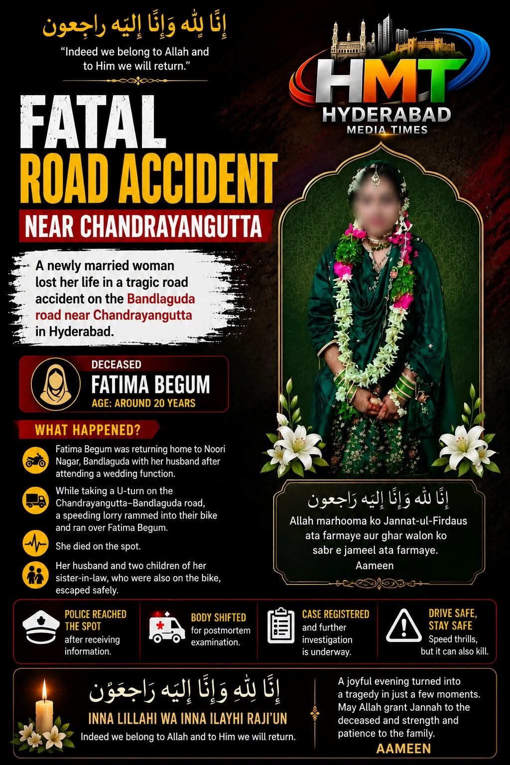 Newly Married woman accident