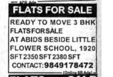 3 BHK Flats for Sale in Abids