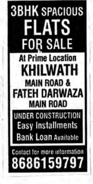3 BHK Spacious Flats for sale in Khilwath