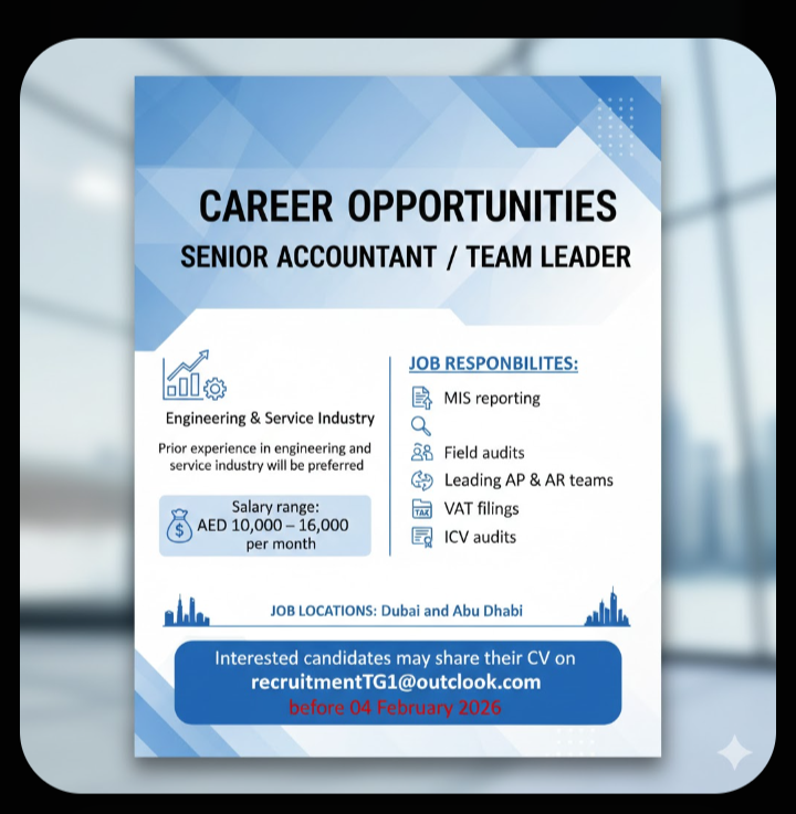 Accountant job in Dubai and Abu Dhabi