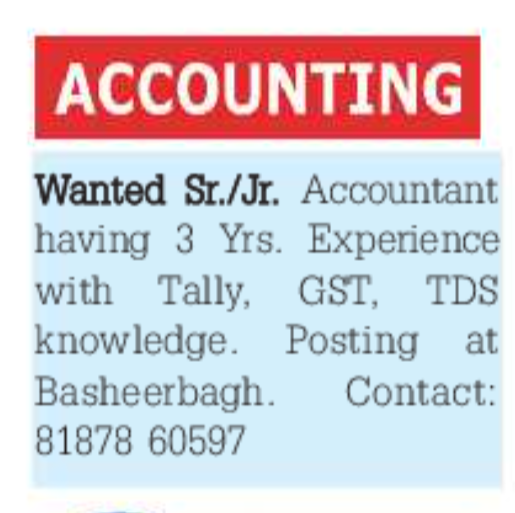 Accountant required in Hyderabad