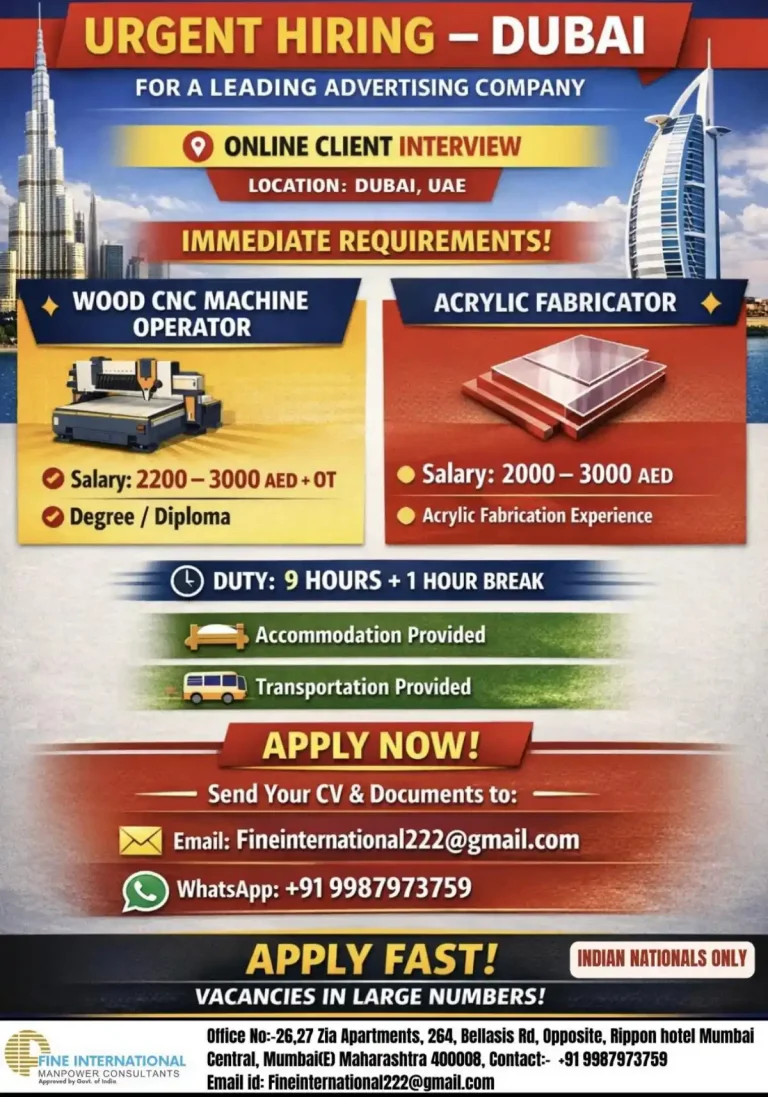 Acrylic Fabricator required in Dubai