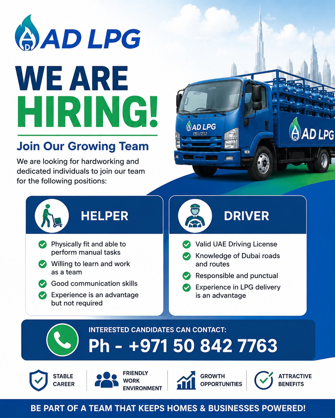 🚨 AD LPG – HELPER & DRIVER JOB OPENINGS 🇦🇪
