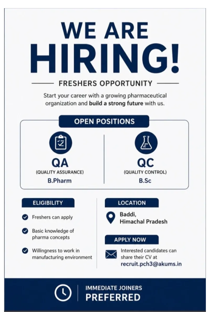 📢 Akums – Freshers Hiring