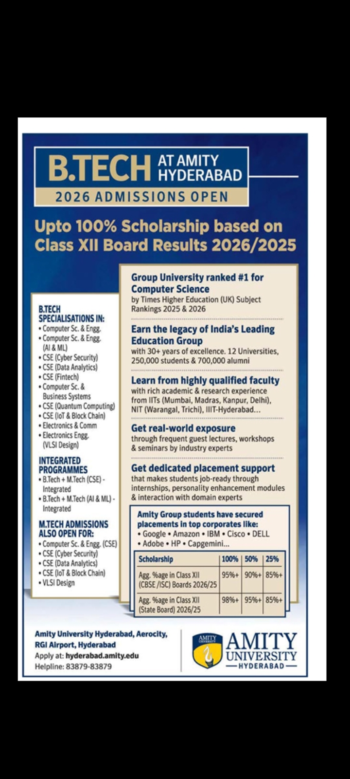 Amity University B.Tech Admissions