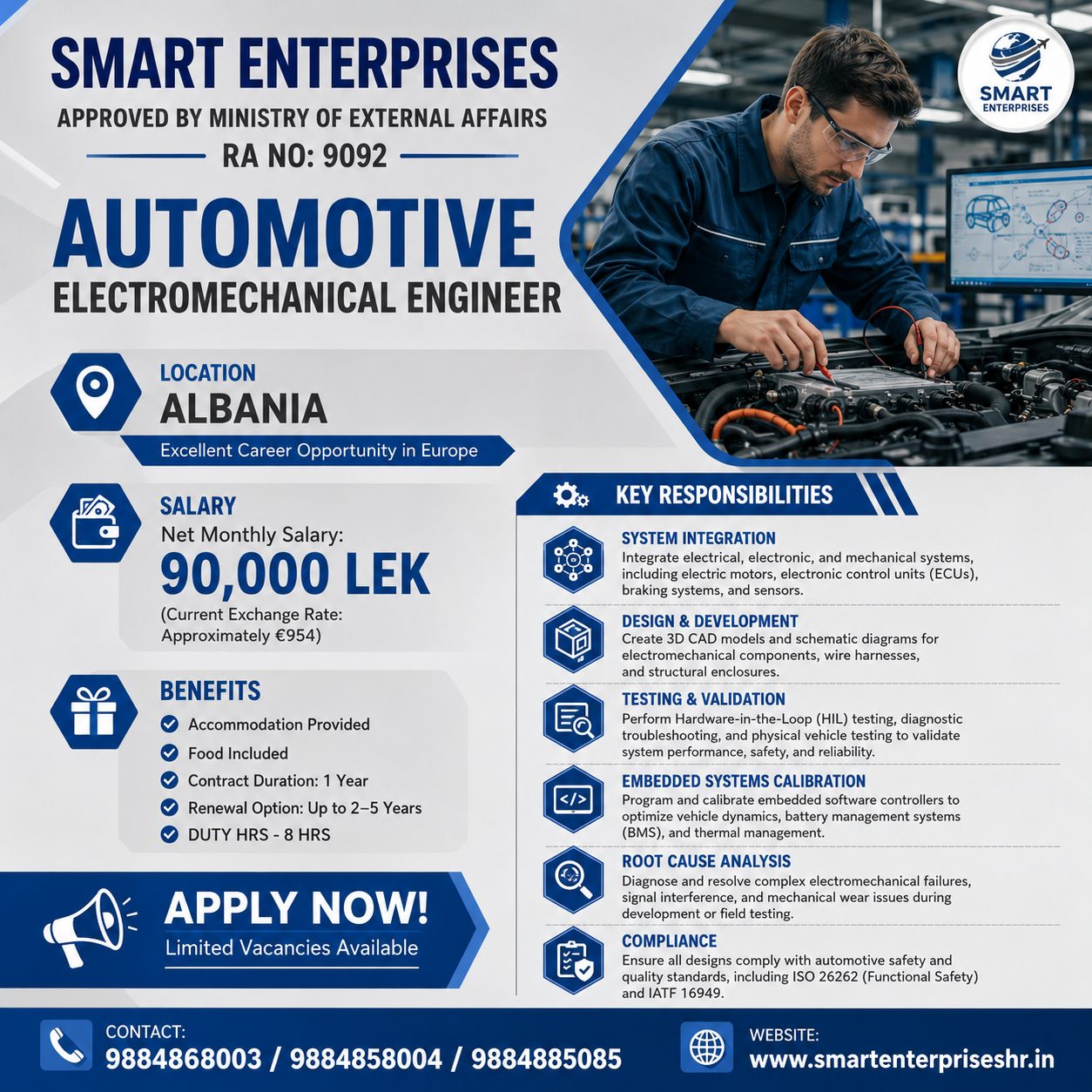 Automotive Electromechanical Engineer Required in Albania