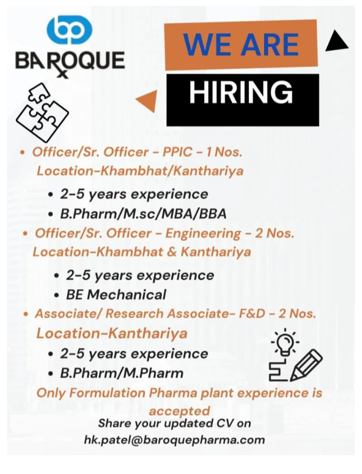 🚨 Baroque Pharmaceuticals – Job Openings 🚨