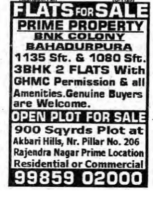 BHK / 4 BHK Flats for Sale in Bahadurpura
